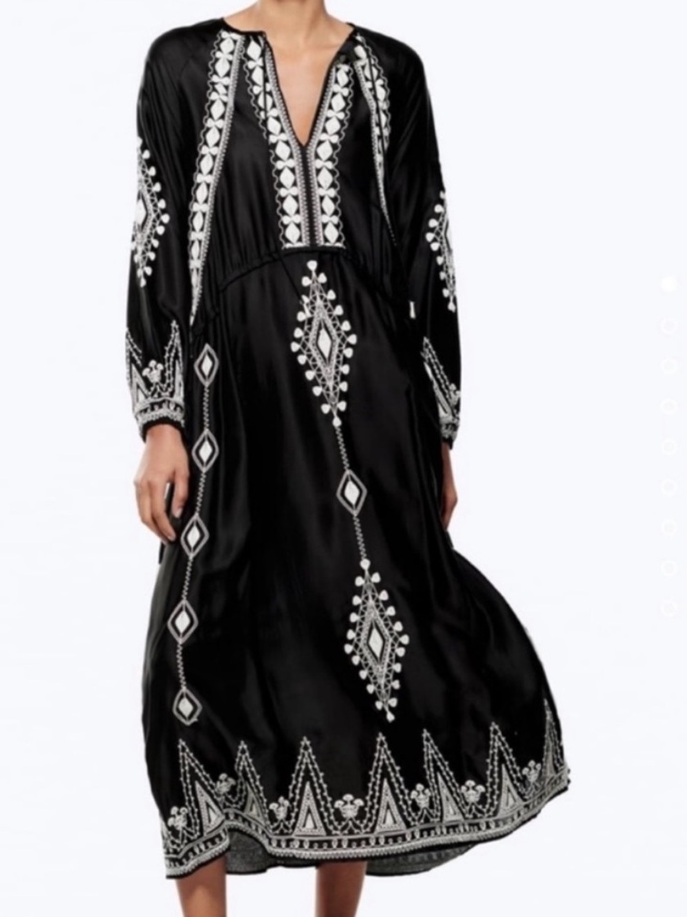 Black Embroidered SILK BOHEMIAN ZARA dress